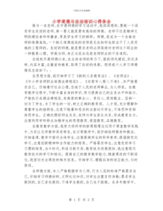 小学道德与法治培训心得体会