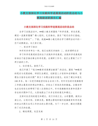 小教支部深入学习实践科学发展观活动阶段总结与小教高级述职报告汇编