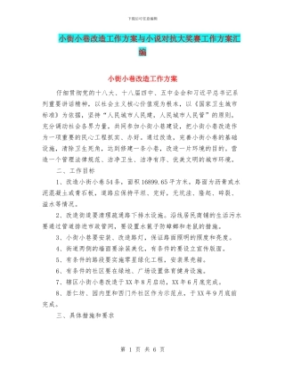 小街小巷改造工作方案与小说对抗大奖赛工作方案汇编