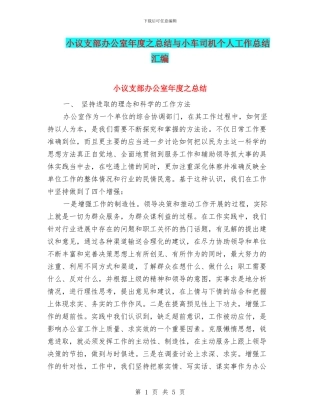 小议支部办公室年度之总结与小车司机个人工作总结汇编
