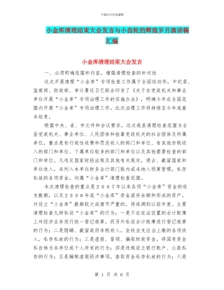 小金库清理结束大会发言与小齿轮的辉煌岁月演讲稿汇编