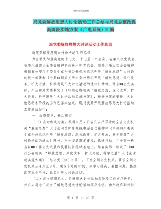 局党委解放思想大讨论活动工作总结与局党总整改提高阶段实施方案汇编