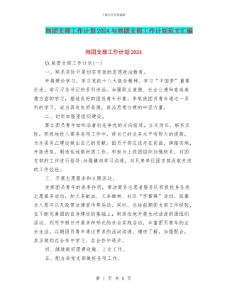 局团支部工作计划2024与局团支部工作计划范文汇编