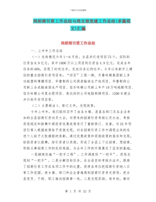 局招商引资工作总结与局支部党建工作总结汇编