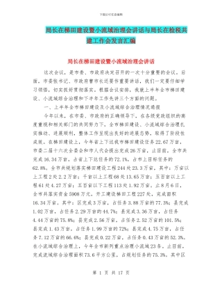 局长在梯田建设暨小流域治理会讲话与局长在检税共建工作会发言汇编