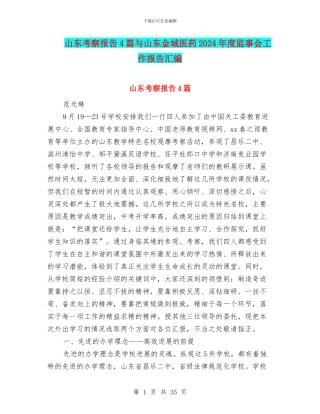 山东考察报告4篇与山东金城医药2024年度监事会工作报告汇编