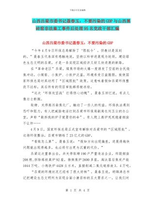山西吕梁市委书记聂春玉：不要污染的GDP与山西黑砖窑非法雇工事件后处理95名党政干部汇编