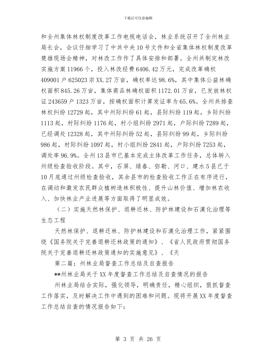 州林业局督查工作总结及自查报告与巡检员年终总结怎么写汇编_第3页