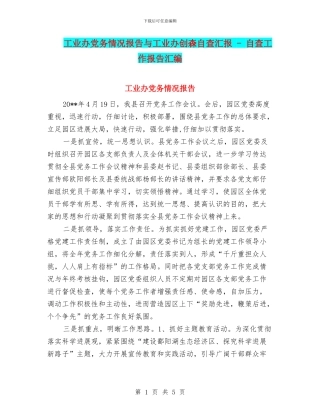 工业办党务情况报告与工业办创森自查汇报