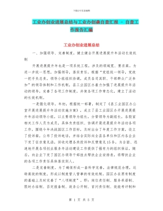工业办创业发展总结与工业办创森自查汇报