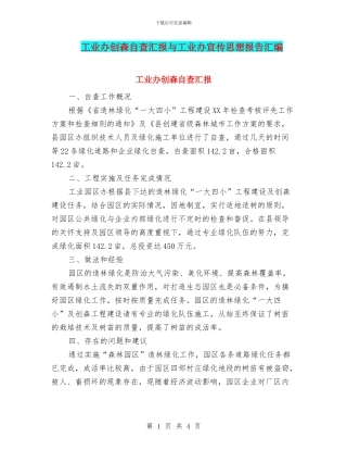 工业办创森自查汇报与工业办宣传思想报告汇编