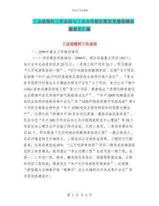 工业发展科工作总结与工业合作联社落实党建保障实施意见汇编