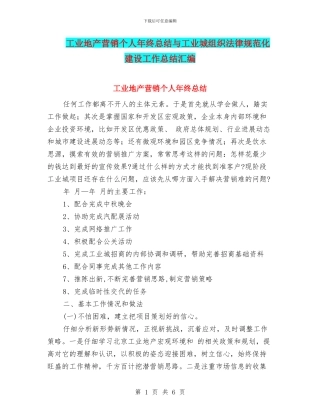 工业地产营销个人年终总结与工业城组织规范化建设工作总结汇编
