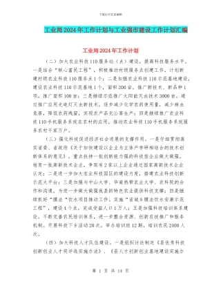工业局2024年工作计划与工业强市建设工作计划汇编