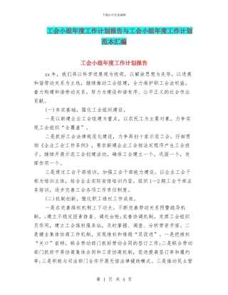 工会小组年度工作计划报告与工会小组年度工作计划范本汇编