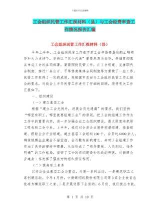 工会组织民管工作汇报材料与工会经费审查工作情况报告汇编