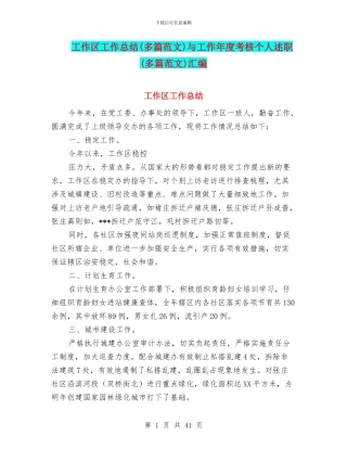 工作区工作总结与工作年度考核个人述职(多篇范文)汇编