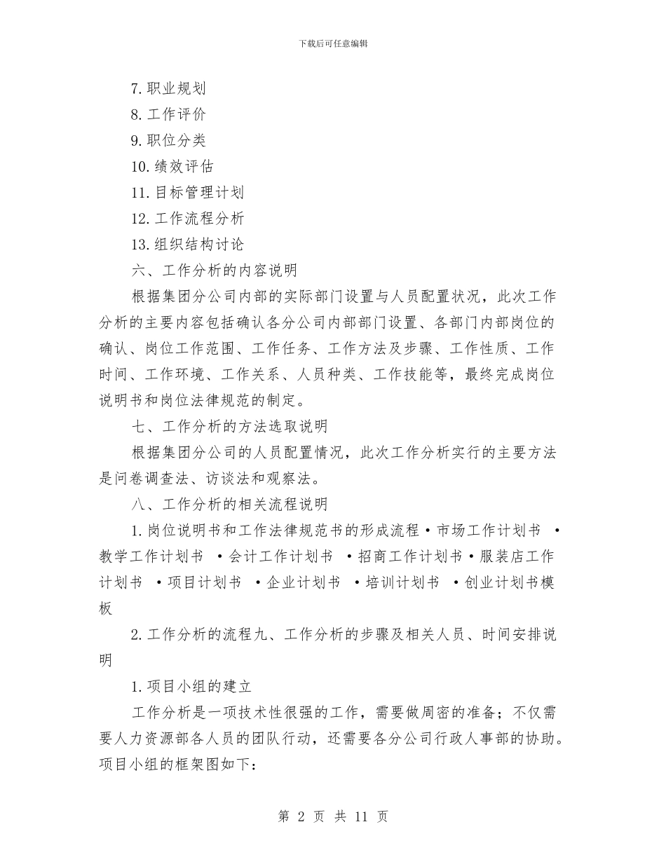 工作分析计划书与工作周计划2024汇编_第2页