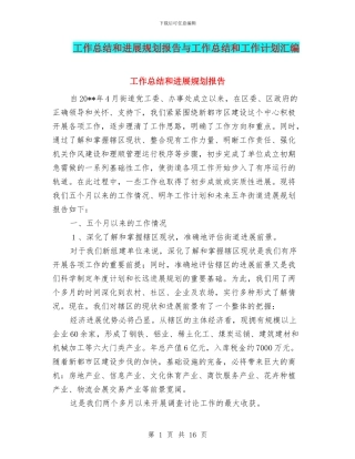 工作总结和发展规划报告与工作总结和工作计划汇编