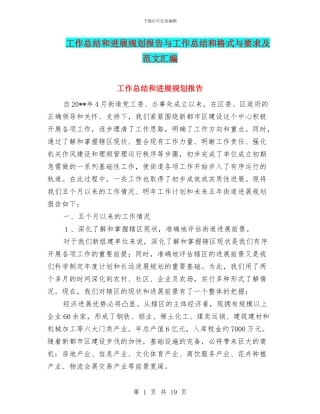 工作总结和发展规划报告与工作总结和格式与要求及范文汇编