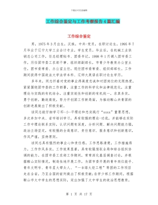 工作综合鉴定与工作考察报告4篇汇编