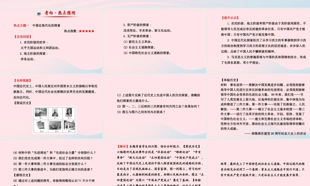 中考历史 专题一 中国近代化历程复习课件 北师大版 课件