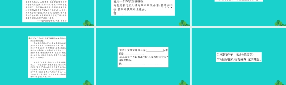 七年级语文下册 第三单元 名著导读(骆驼祥子)圈点与批注习题课件 新人教版 课件