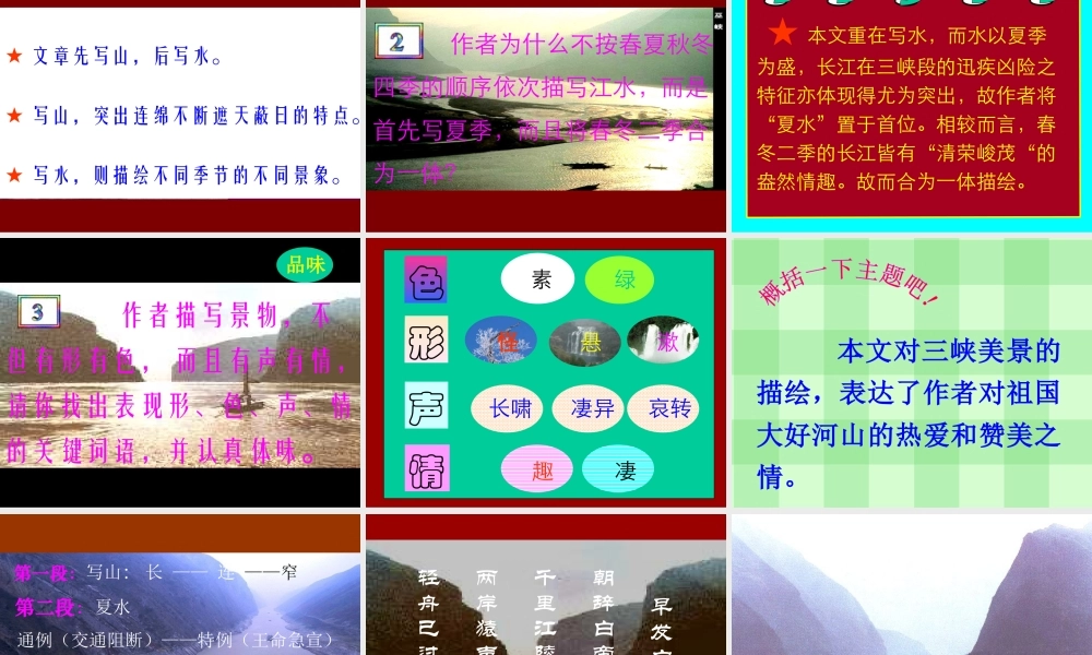 七年级语文苏教版上册 三峡PPT 课件