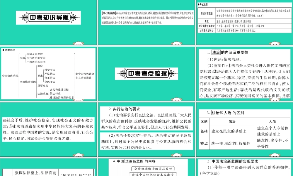 宁夏中考道德与法治考点复习 第二篇 第二板块 法律部分 第4课时 全面依法治国课件