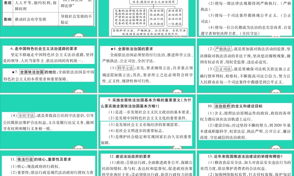宁夏中考道德与法治考点复习 第二篇 第二板块 法律部分 第4课时 全面依法治国课件