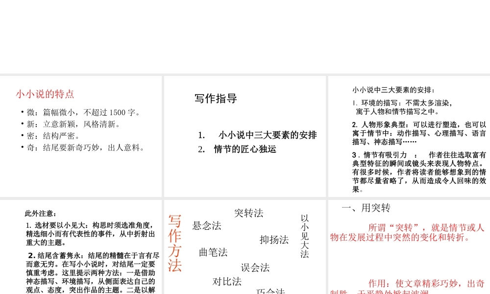 届高考语文第一轮知识点专题复习(小小说写作指导)课件  课件