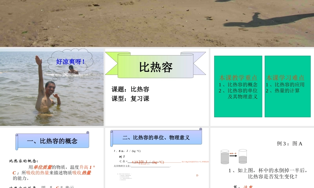 九年级物理 第十六章 比热容 ppt 课件