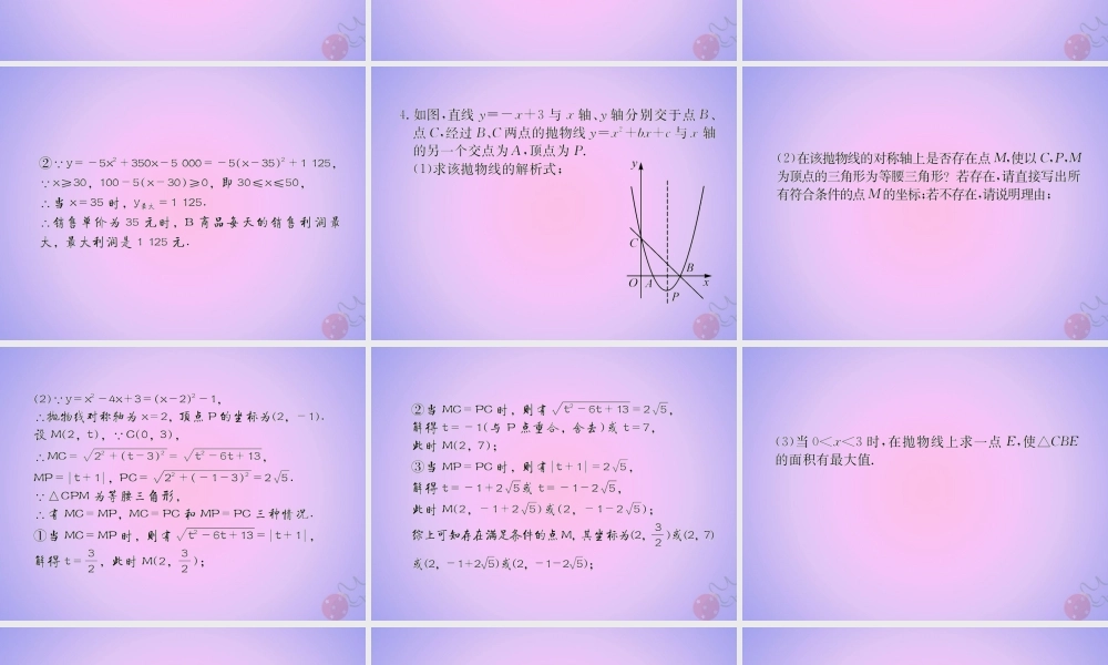 中考数学复习 第15课时 二次函数的综合应用(课后作业)课件