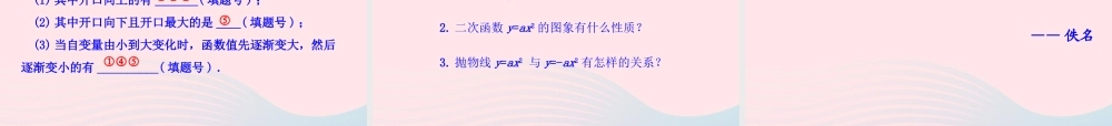 九年级数学下册 第二十六章 反比例函数261 反比例函数2612 二次函数yax2的图象课件 (新版)新人教版 课件