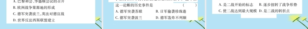 九年级历史下册 第四单元 经济大危机和第二次世界大战 第15课 第二次世界大战习题课件 新人教版 课件