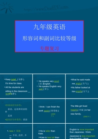 形容词和副词比较等九年级九年级英语专题复习 课件