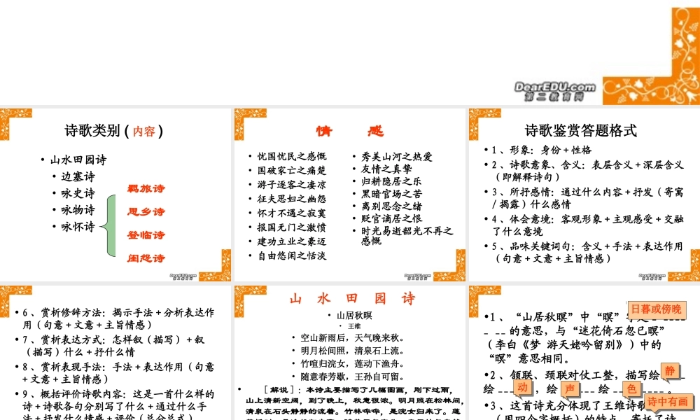 古典诗歌鉴赏常识 新课标 人教版 课件