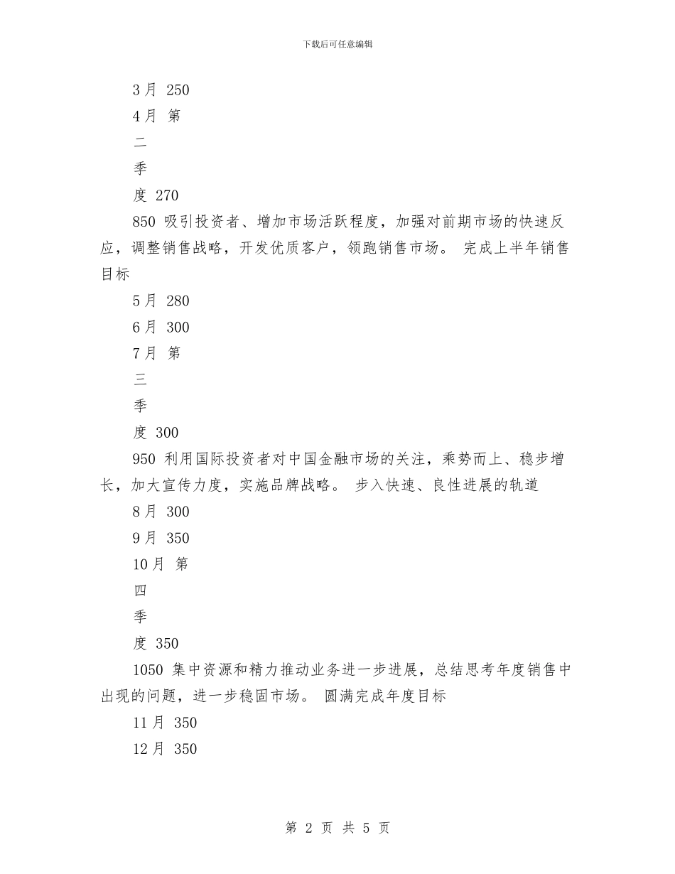 工作计划：2024年度销售工作规划与工作计划：业务员2024汇编_第2页