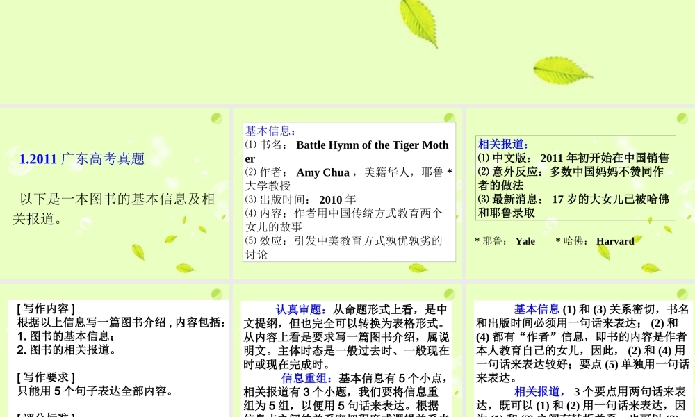 广东高考英语 高考真题研练命题 基础写作 课件1 课件