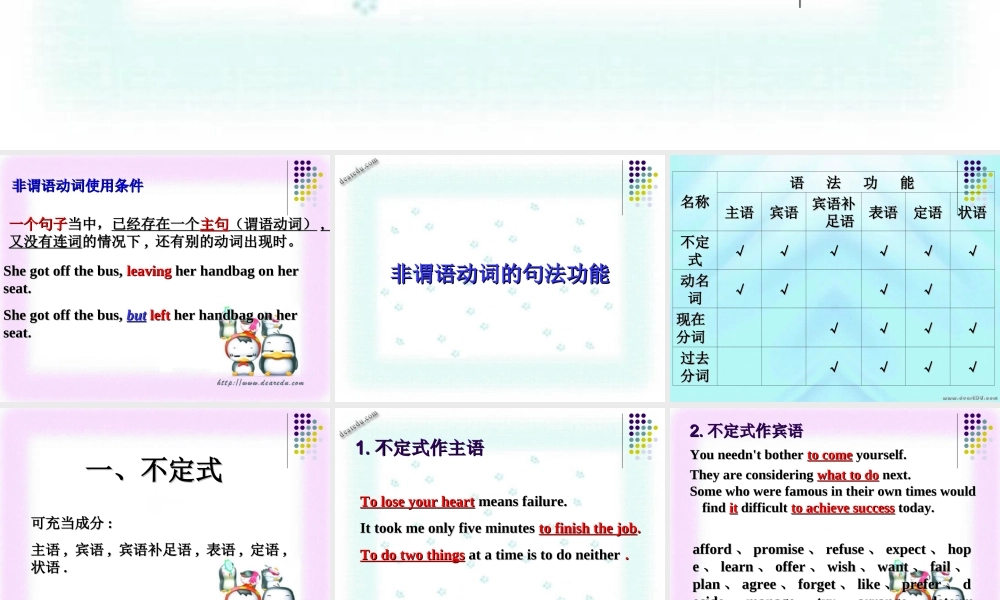 广东省高考英语第一轮复习非谓语动词考点归纳 人教版 试题