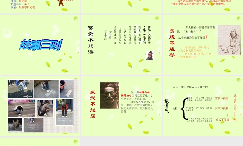 八年级语文下册 (谈骨气)教学课件 河大版 课件