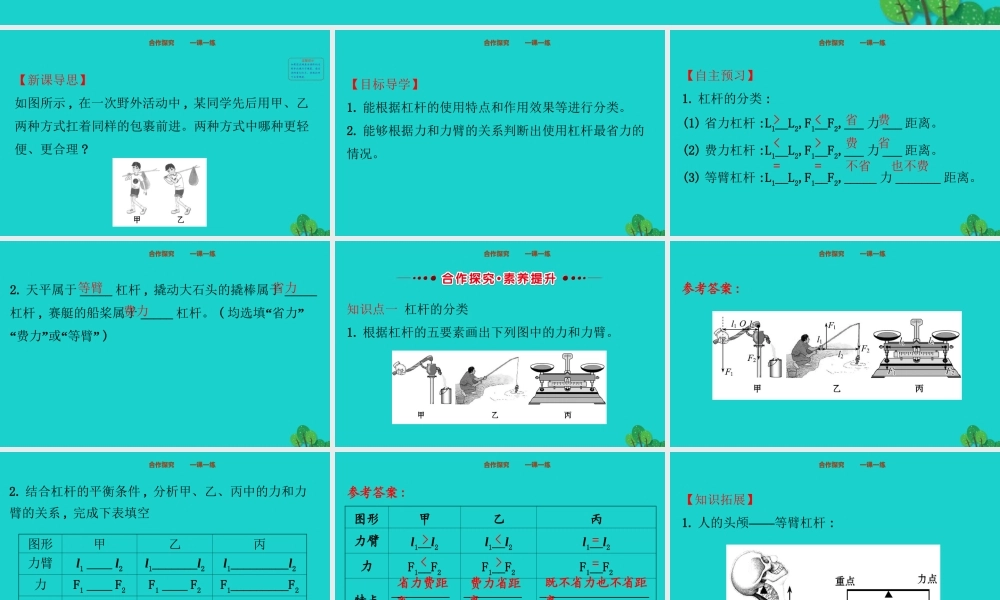 八年级物理下册 12.1 杠杆(第2课时)习题课件 (新版)新人教版 课件