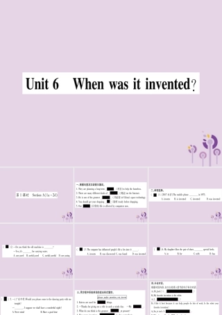 九年级英语全册 Unit 6 When was it invented(第1课时)作业课件 (新版)人教新目标版 课件