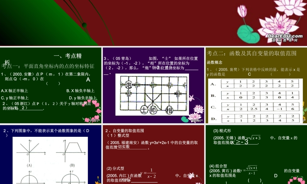 中考数学复习函数 试题