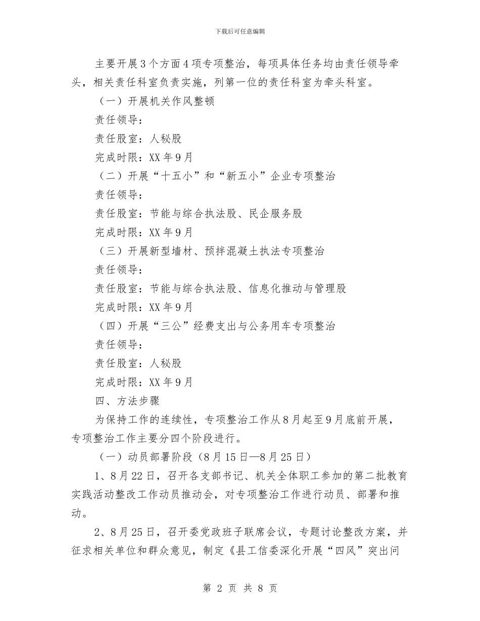 工信委四风突出问题专项整治方案与工信委四风问题调查情况报告汇编_第2页