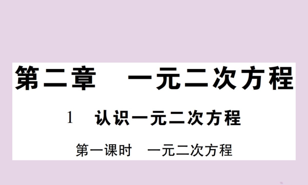 九年级数学上册 2(一元二次方程)1 认识一元二次方程 第1课时 一元二次方程习题课件 (新版)北师大版 课件