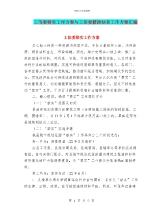 工信委禁实工作方案与工信委精准扶贫工作方案汇编