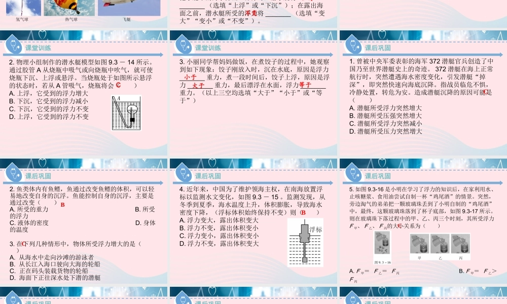 八年级物理下册 9.3 研究物体的浮沉条件(第2课时)课件 (新版)粤教沪版 课件