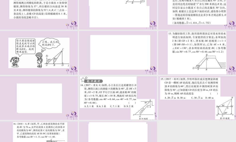 中考数学复习 第一轮 考点系统复习 第4章 三角形 第6节 锐角三角函数及其应用习题课件