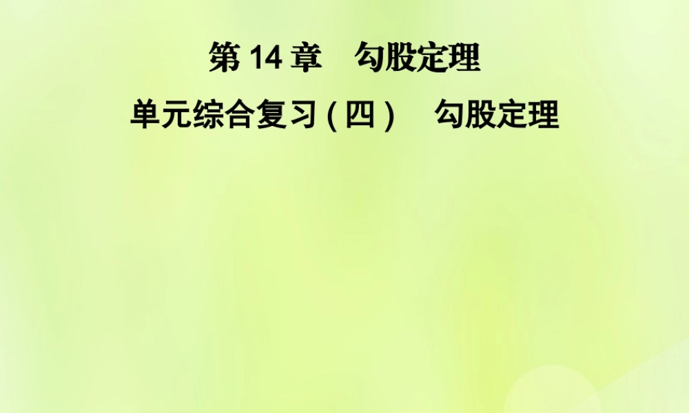 八年级数学上册 第14章 勾股定理 单元综合复习(四)勾股定理习题课件 (新版)华东师大版 课件